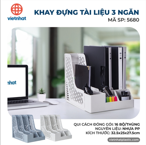 Khay Kệ dựng tài liệu văn phòng 3 ngăn xinh xắn Việt Nhật Giá đựng sách để bàn decor bàn học vua nhựa
