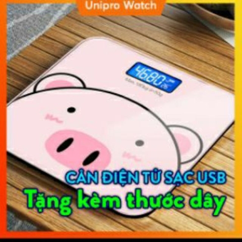 Cân Điện Tử Sức Khỏe Hình Heo Con Màu Hồng Cực Xinh, Độ Chính Xác Cực Cao - Unipro