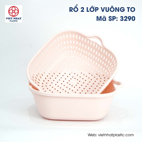 Set Rổ Vuông 2 lớp Kèm Chậu Để Đồ Tiện Dụng hang nhua cao cap 3290