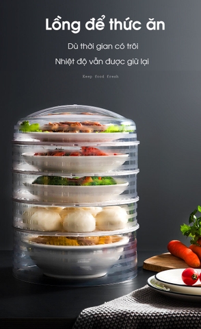 Lồng bàn giữ nhiệt, bảo vệ thức ăn cao cấp - loại đắt 5 tầng 2676