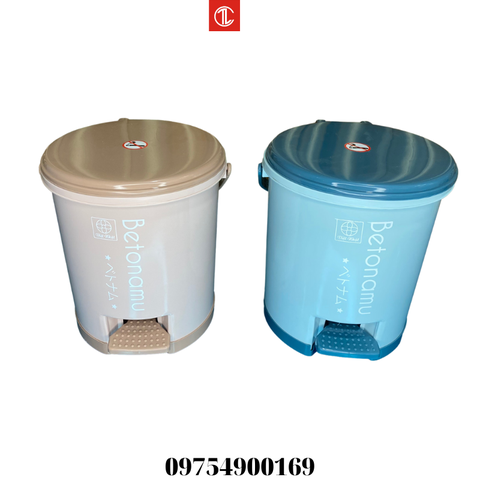 Thùng rác tròn nhựa đạp chân Betonamu 8024,thùng rác,bật rác văn phòng đạp chân cao cấp 5L 8024 aladanh-net-vn