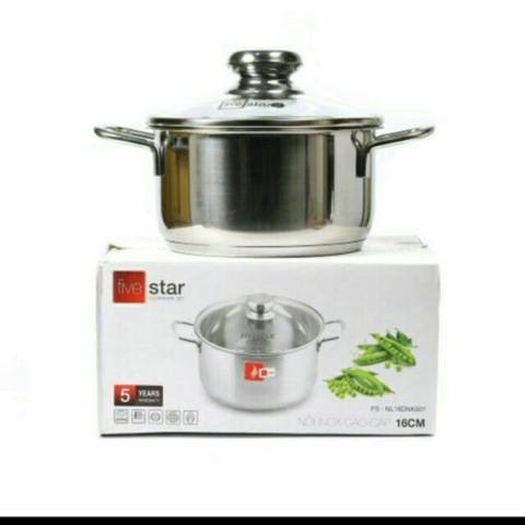 Nồi Inox 3 Đáy Đun Bếp Từ Fivestar (Nắp Kính)