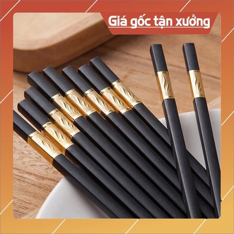 sale Bộ 10 đôi Đũa mạ vàng, Đũa ăn cao cấp đũa khảm vàng hàn quốc Chống Trơn- Chống Trượt- Chống Mốc- Bền Mầu sale