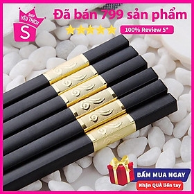Đũa Mạ Vàng FREESHIP Bộ 10 Đôi Đũa Mạ Vàng Xuất Nhật Cao Cấp, Bền Đẹp, Sang Trọng