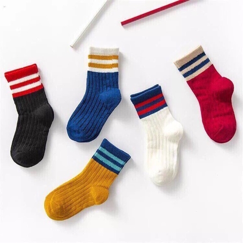 Tất Kẻ Cổ Cao Cho Bé 1 Lố 5 Đôi