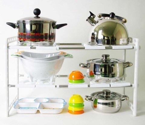 Kệ gầm bếp 2 tầng đa năng tích kiệm không gian nhà bếp,kệ để chảo xoong ,rổ rá  aladanh-net-vn