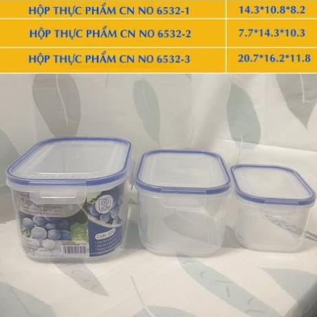 Bộ 3 hộp đựng thực phẩm thức ăn Việt Nhật có khóa chắc chắn an toàn tiện lợi (MS:6532) - Buôn rẻ 01289