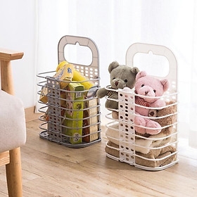 Giỏ nhựa đựng quần áo và đồ dùng sinh hoạt treo tường có thể gấp gọn (MS05) - Trắng