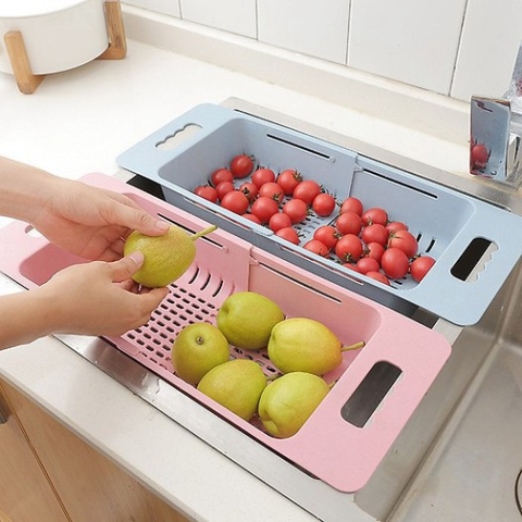 Rổ gác bồn rửa bát thông minh gấp gọn có thể điều chỉnh kích thước gài bồn rửa chén siêu tiện dụng 5613