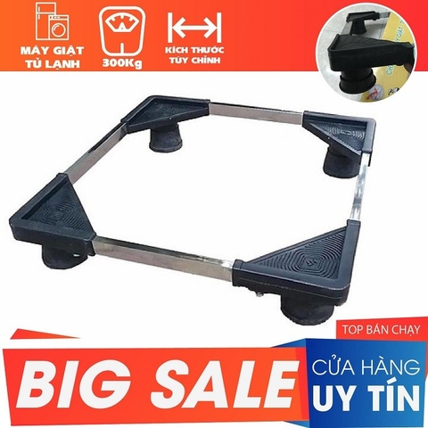 Chân đế máy giặt, kệ máy giặt và tủ lạnh, kệ tủ lạnh máy giặt trụ Inox cao cấp - BH 2 năm