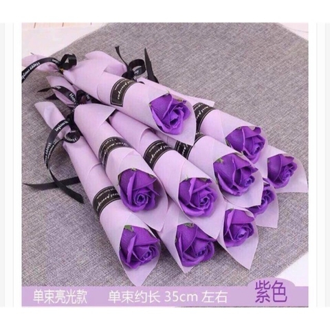 Hoa Hồng Sáp Thơm 1 Bông Quấn Giấy Thắt Nơ Sang Trọng
