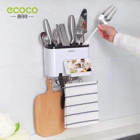 Hộp Cắm Đũa Thìa Và Đồ Dùng Làm Bếp Đa Năng (Không Cần Khoan) Ecoco