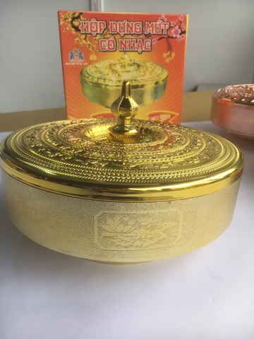 Khay đựng bánh kẹo , mứt có nhạc mạ vàng hình trống đồng hàng việt nam