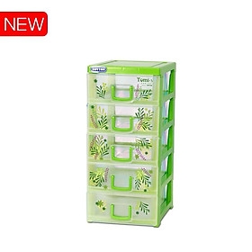 Tủ nhựa mini Duy Tân Tomi-S 5 ngăn (15 x 19 x 34 cm) - LÁ