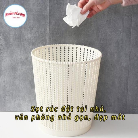 Sọt nhựa đan mây đựng đồ đa năng hàng Việt Nhật, thùng rác văn phòng kiểu dáng hiện đại màu sắc nhã nhặn 5155 -br 01176