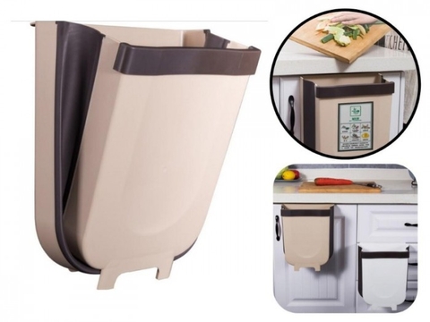 Thùng rác, Giỏ rác VUÔNG gấp gọn treo kẹp tủ bếp nhựa dẻo siêu bền siêu nhẹ cho nhà bếp và xe hơi GD352-ThungracGG-
