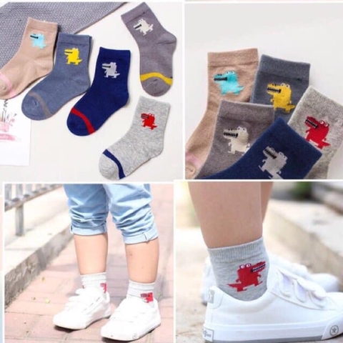 Tất Trẻ Em Khủng Long Sz: 1-44-88-12 1 Lố 10 Đôi