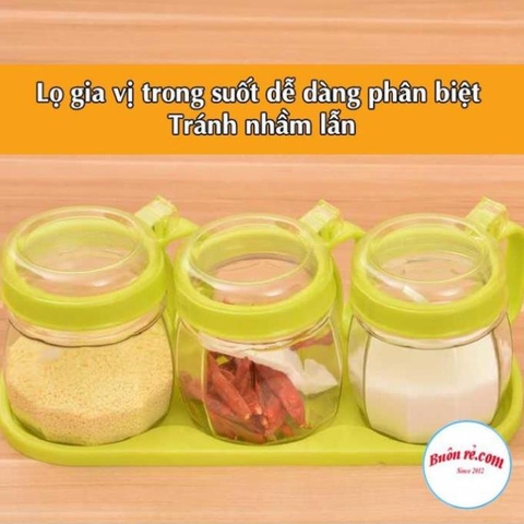 Bộ 3 lọ đựng gia vị kèm muống thìa Việt Nhật, hũ đựng gia vị có nắp hàng cao cấp (MS: 2938) -Buôn rẻ 01260