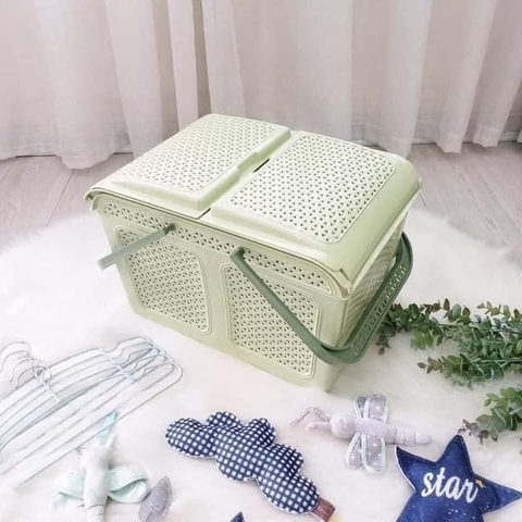 Làn Mây Có Nắp Cao Cấp loại to nhựa việt nhật 2606,làn nhựa đựng đồ đi sinh aladanh-net-vn