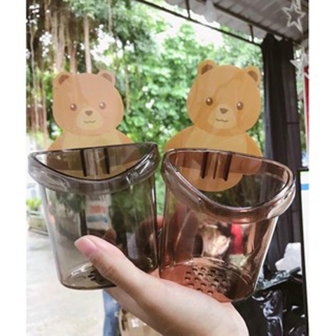 Cốc gấu đựng bàn chải đa năng, Cốc gấu tiện ích có miếng dàn tường siêu chắc chắnalohavui