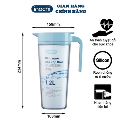 Bình nước ,giữ nhiệt cho bé thể thao tập gym cao cấp Biwa INOCHI 1.2L 1,6L An toàn cho sức khoẻ BPET1.2