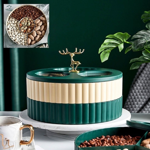Hộp mứt tết, khay bánh kẹo 2 tầng cao cấp, sang trọng, hiện đại phong cách châu âu