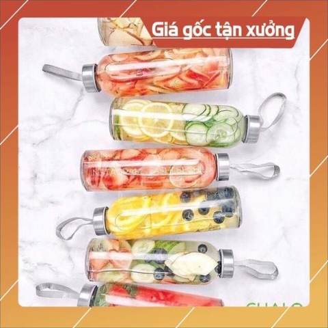sale Bình Nước Thủy Tinh, Chai Detox Có Dây Xách 500ml, 300ml sale
