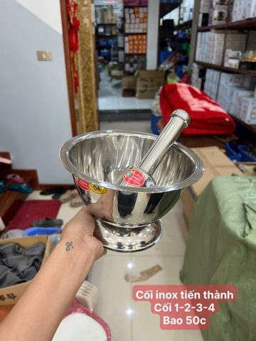 cối chày inox 03 tem đỏ