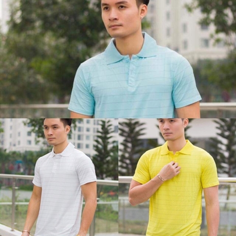 Áo Phông Nam Cổ Bẻ Kẻ Ngang Siêu Hot