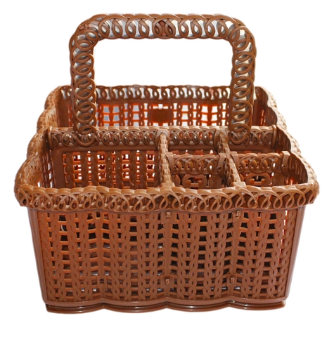 rổ nhựa vuông mây đan 6 ngăn có quai sách kiểu dáng Hàn Quốc để bàn trang điểm TL 054
