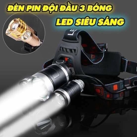 Đèn Pin Đội Đầu 3 Bóng Siêu Sáng - Hàng Có Sẵn