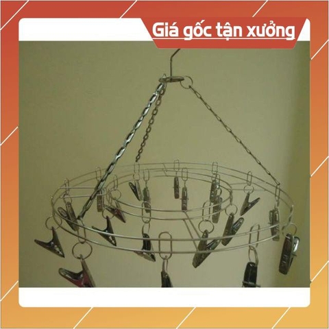 Móc chùm, móc tròn kẹp quần áo inox 20 kẹp