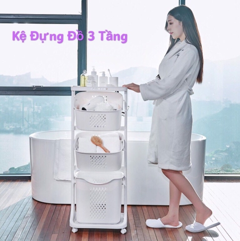 [Chính hãng] kệ nhựa đựng đồ 3 tầng đa năng cao cấp có bánh xe hàng nhựa Việt Nhật siêu tiện lợi cho mọi không gia sống
