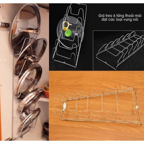 Giá Treo Vung Nồi Inox 6 Tầng