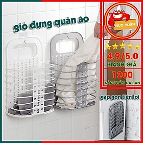 Giỏ nhựa đựng quần áo và đồ dùng sinh hoạt treo tường có thể gấp gọn (MS05) - Trắng