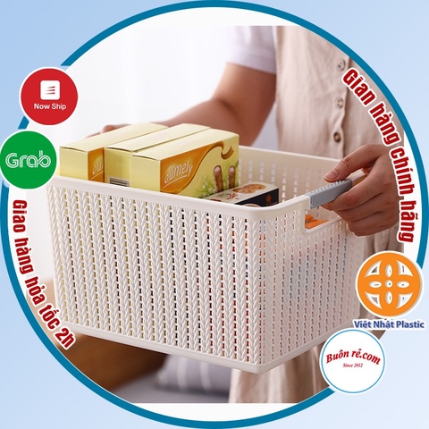 Combo 2 Rổ đan mây đựng đồ đa năng size Trung (3415-2) Việt Nhật -Giỏ đan đựng quần áo, dụng cụ nhà bếp br01262