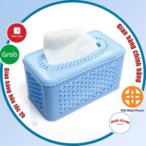 Hộp đựng giấy ăn, khăn giấy giả mây chữ nhật nhựa Việt Nhật tiện lợi (MS: 2734) -Buôn rẻ 01372