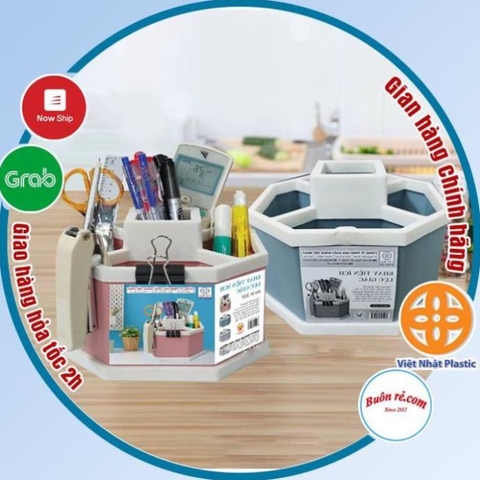 Khay tiện ích lục giác 5 ngăn để bàn nhựa Việt Nhật, khay đựng đồ đa năng màu xinh xắn (MS:1337) -Buôn rẻ 01257