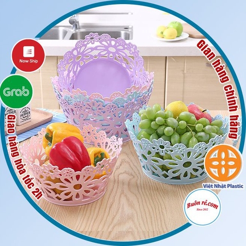 Rổ nhựa hoa đa năng 3 size Việt Nhật (MS: 3431/3432/3433), Rổ mỹ hoa bày hoa quả, bánh kẹo đẹp mắt -br01361