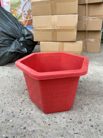 chậu hoa lục giác380 nâu