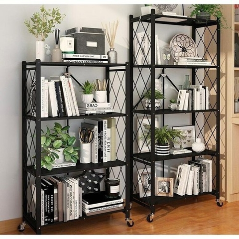 Kệ Xếp Di Động 5 Tầng gấp gọn đa năng có bánh xe để lò vi sóng kệ đa năng trang trí nhà cửa aladanh-net-vn