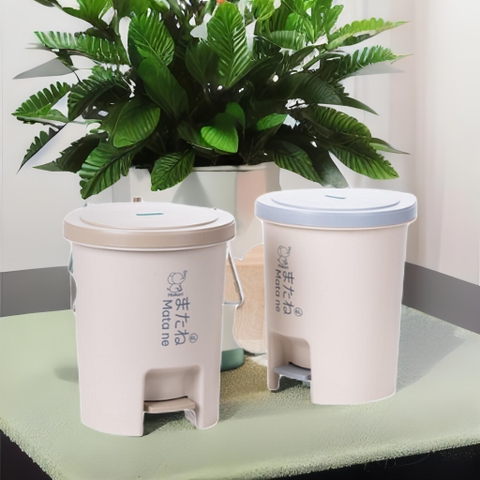 Thùng rác nhựa đạp chân cao cấp  Việt Nhật (MS: 8068- 8069 ) -Thùng rác nắp tròn đạp chân thông minh dung tích 6L - 12L