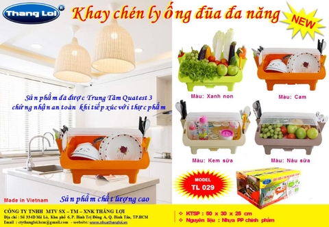 Khay chén ly ống đũa có nắp nhựa cao cấp có khay thoát nước Thắng Lợi Sendo