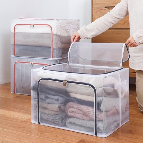 [Giá hủy diệt] [Chính hãng] Túi đựng quần áo khung sắt 66l trong suốt cao cấp (Loại 1)