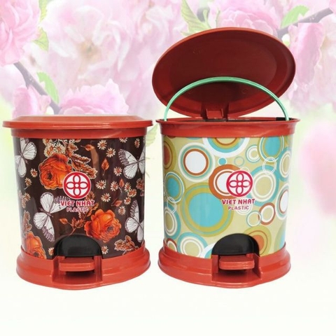 bật rác, thùng rác hình ovan hoa đẹp(nhỏ)