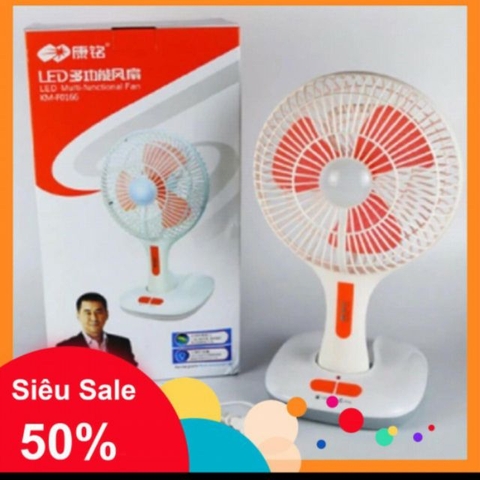 Quạt Kiêm Đèn Tích Điện 2In1 Ông Tây [Km-F0166][Banrevodich]
