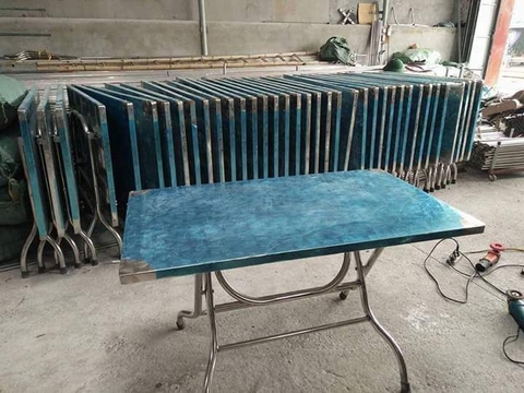 Bàn chữ nhật inox 201 giá xưởng sản xuất đầy đủ kích thước lớn nhỏ bảo hành 2 năm 70x1m2  aladanh-net-vn