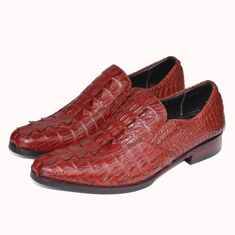 Giày tây da cá sấu màu nâu đỏ GCS-710