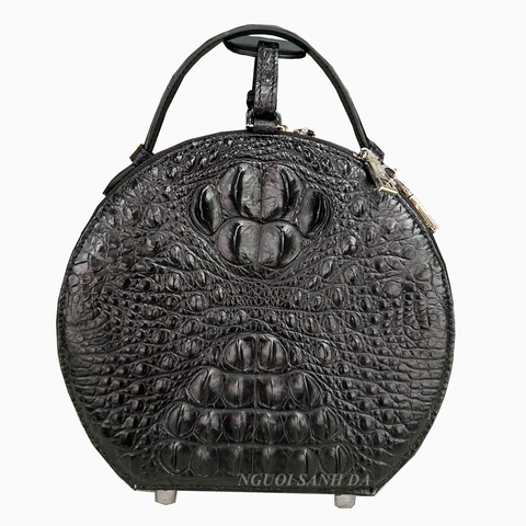 Túi tròn da cá sấu gai màu đen TCS126