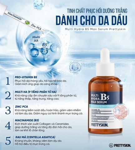 Tinh chất Pretty Skin Multi Hydra B5 Max Serum Cho Da Dầu Mụn 50ml